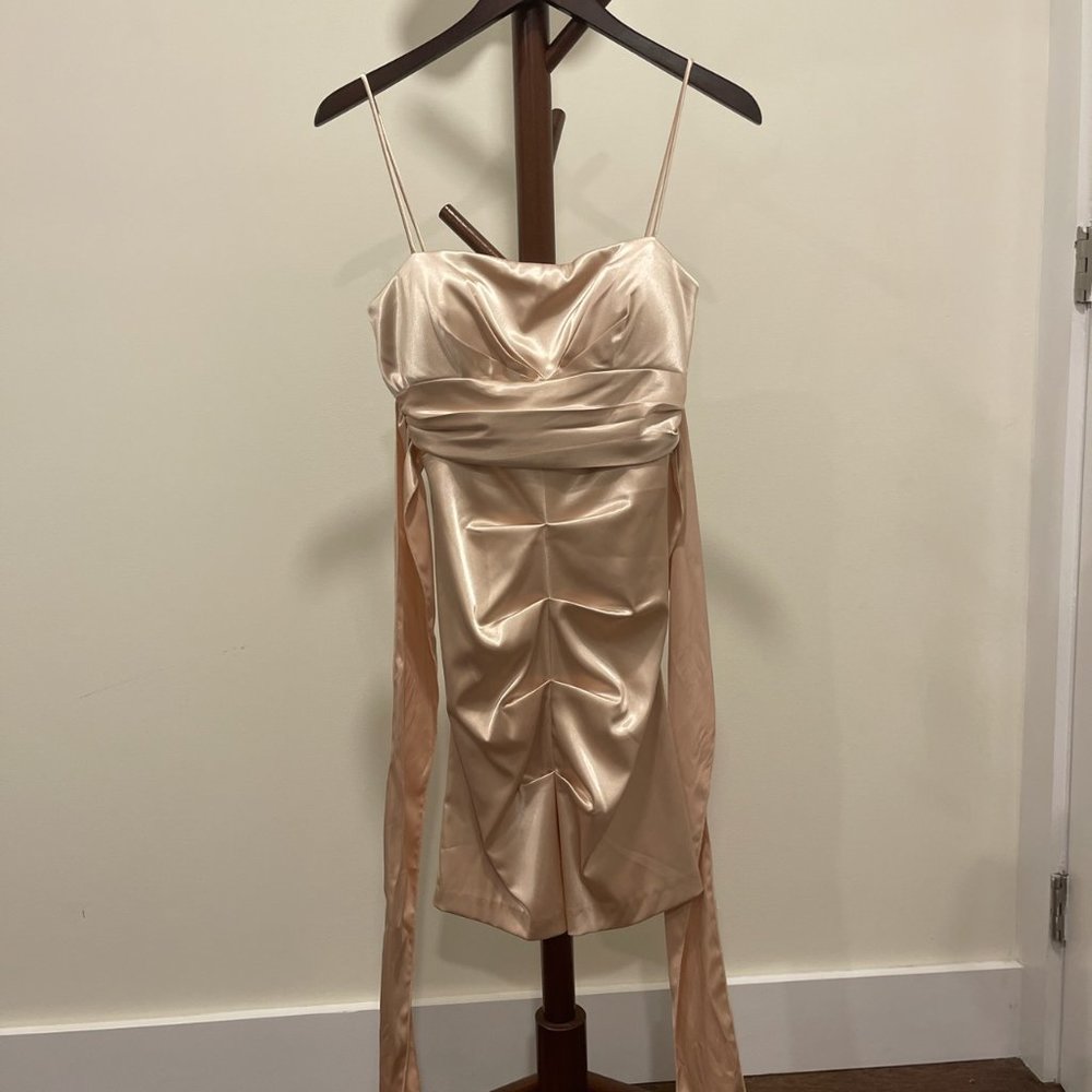 Jump Apparel Cream Sexy Silk Cocktail Dress, US Size 7/8